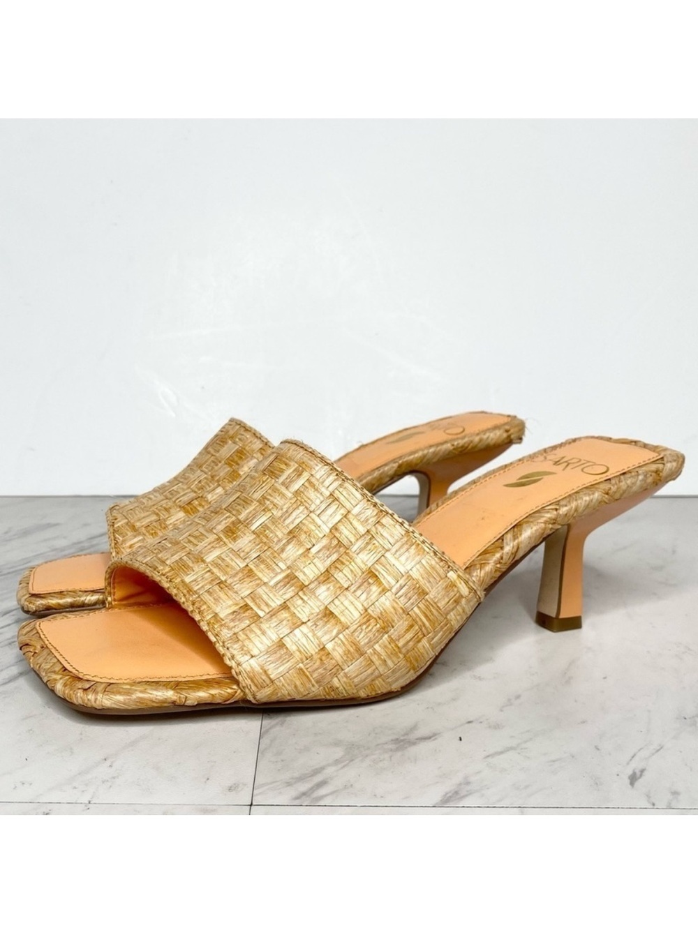 Sarto Franco Sarto Betty Kitten Heel Woven Orange Sandal 8M